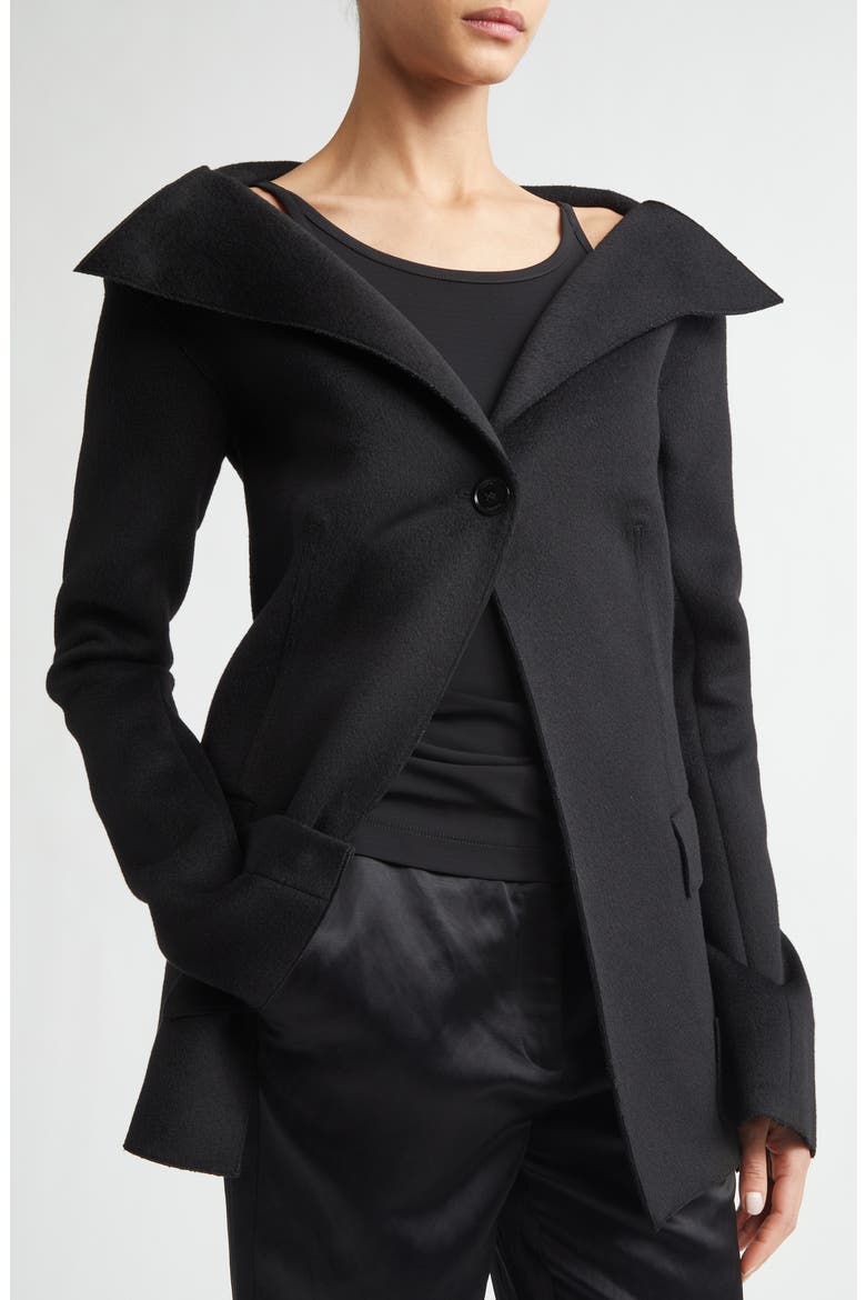 Open Collar Wool Jacket, Alternate, color, BLACK