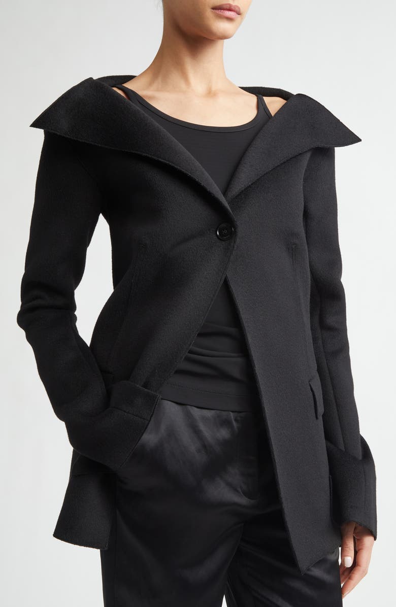 TOTEME Open Collar Wool Jacket, Alternate, color, Black