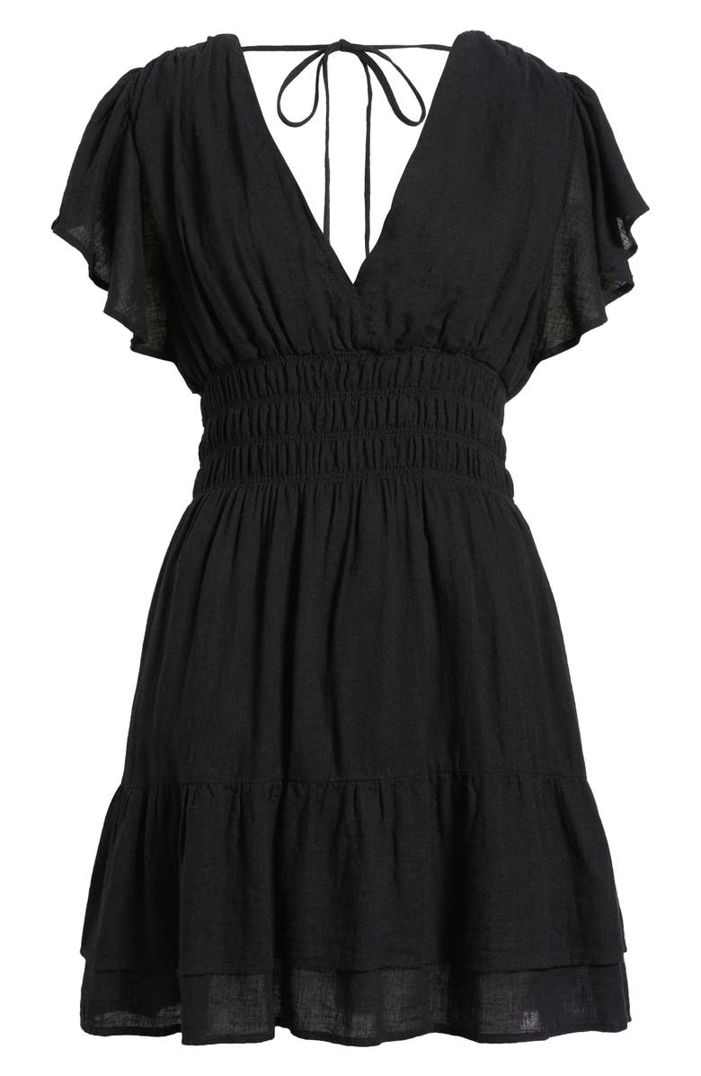 Rails Kimora Smocked Waist Linen Blend Dress, Alternate, color, Black