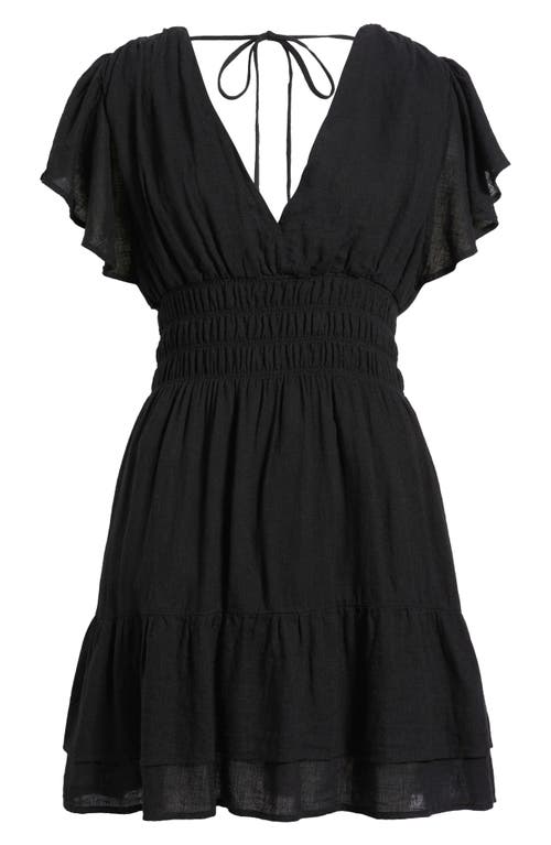 Rails Kimora Smocked Waist Linen Blend Dress In Black