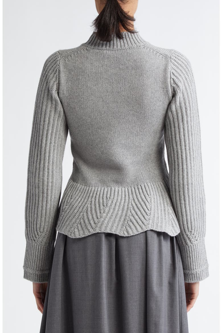 Recycled Cashmere & Organic Cotton Peplum Sweater, Alternate, color, HEATHER GREY