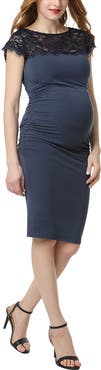 Kimi & Kai Morgran Lace Trim Body-Con Maternity Dress