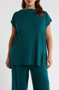 Eileen Fisher Rib Boxy Funnel Neck Top