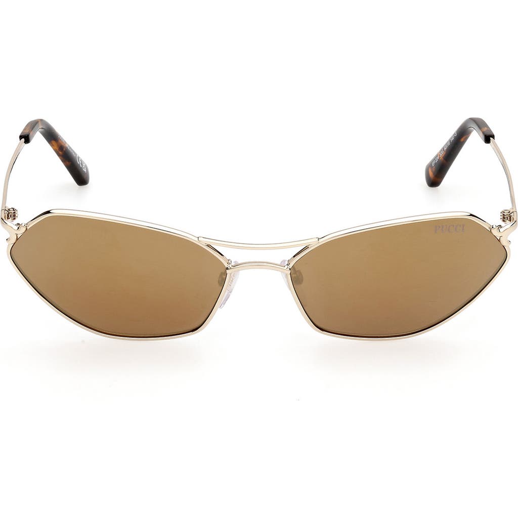 Pucci Geometric Metal & Acetate Rectangle Sunglasses In Brown