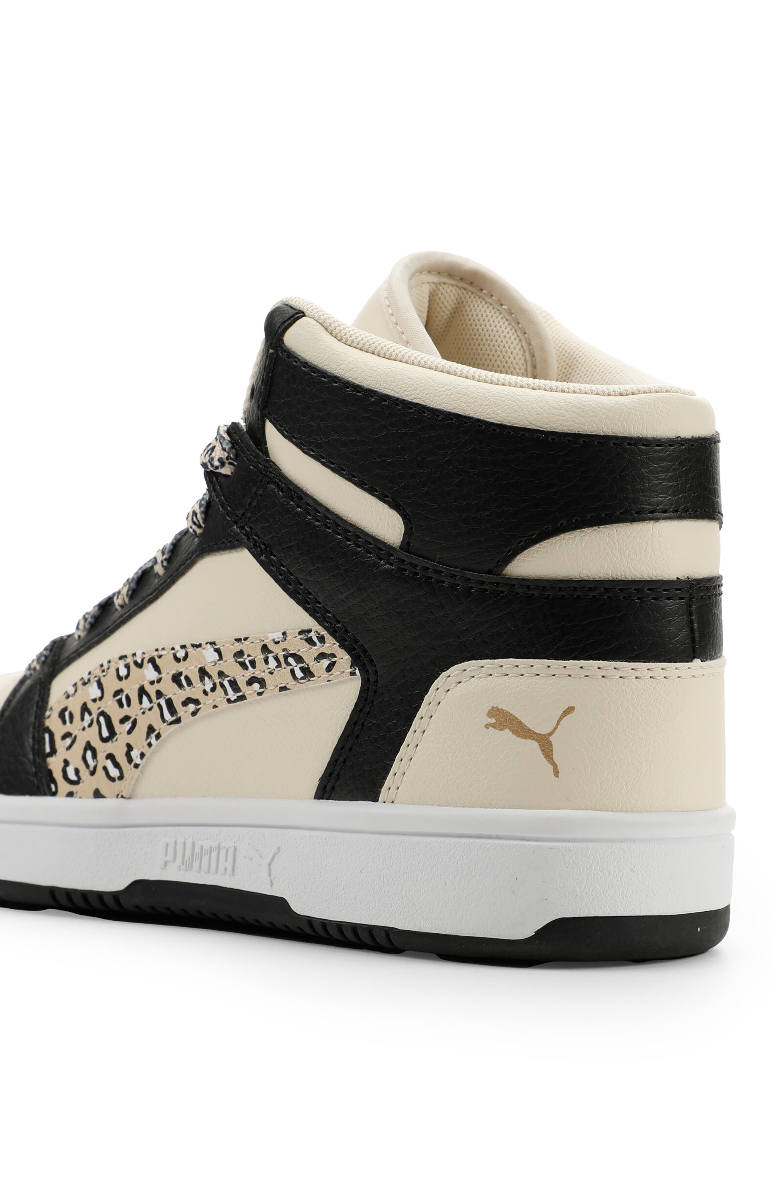 Kids' Rebound Layup High Top Sneaker, Alternate, color, ALPINE SNOW-CANVAS-GOLD-BLACK