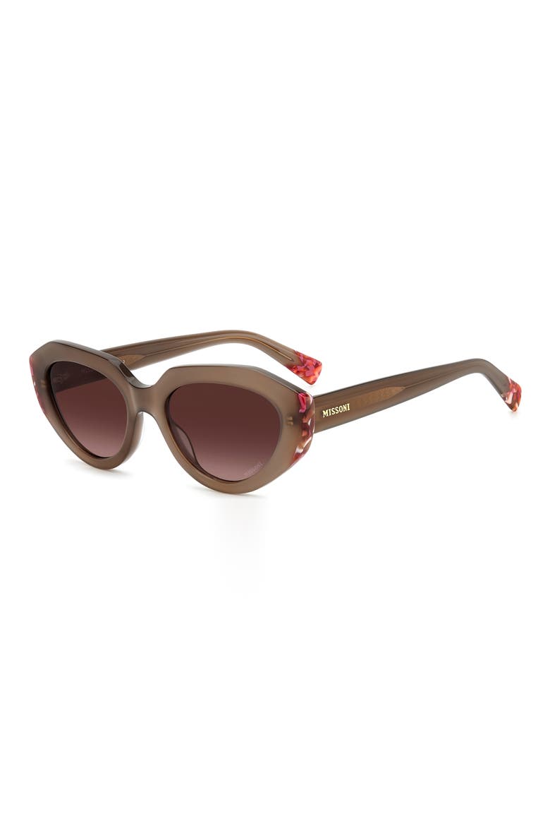 53mm Round Sunglasses, Alternate, color, BEIGE/ BURGUNDY SHADED