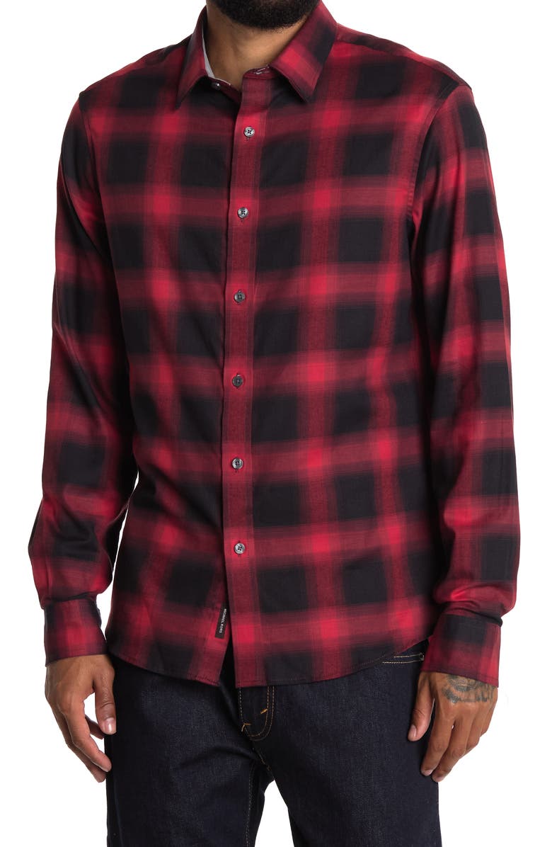 Michael Kors Plaid Long Sleeve Brushed Flannel Shirt, Main, color, 