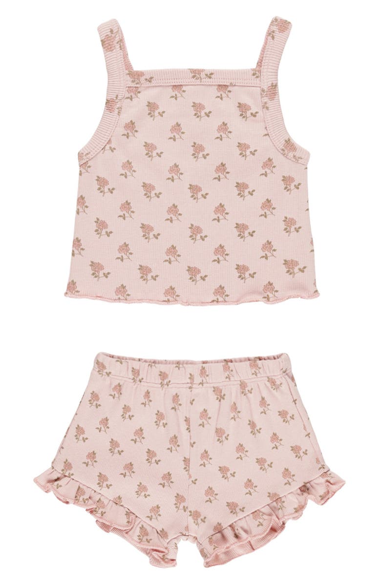 QUINCY MAE Evie Rose Print Cotton Jersey Tank Top & Shorts Set, Main, color, 