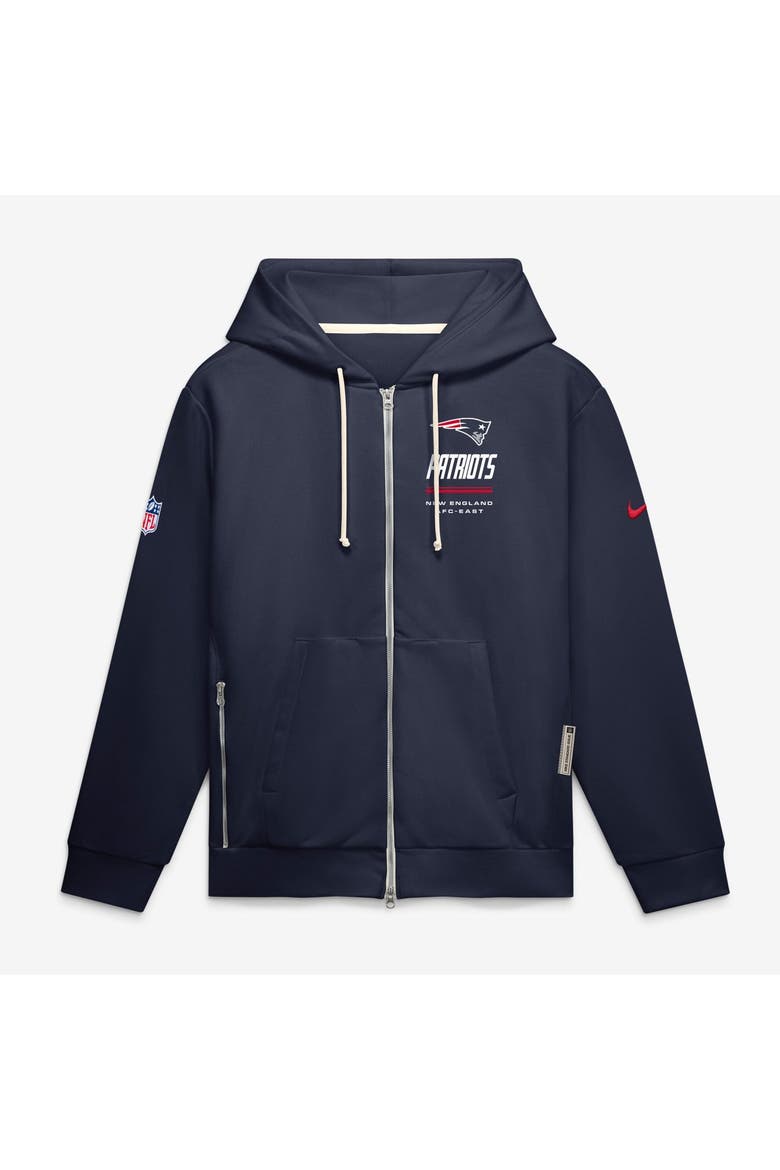 Men's Nike Navy New England Patriots Sideline Standard Issue Quarterback Scramble Dri-FIT Full-Zip Hoodie, Main, color, Navy