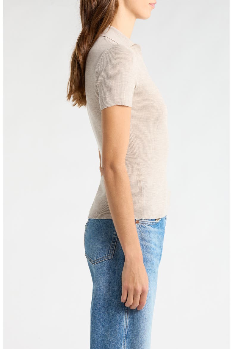 Albero Virgin Wool Blend Rib Polo Sweater, Alternate, color, POWDER