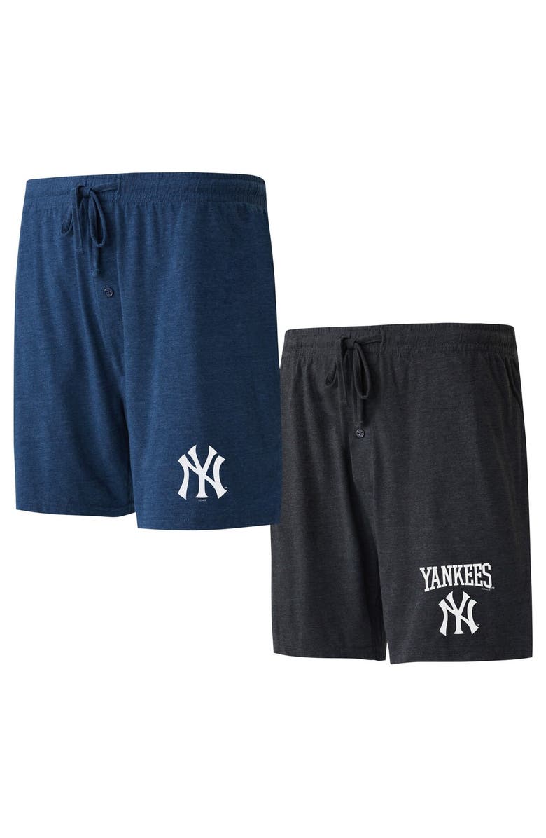 CONCEPTS SPORT Men's Concepts Sport Navy/Black New York Yankees Two-Pack Meter Sleep Shorts, Main, color,