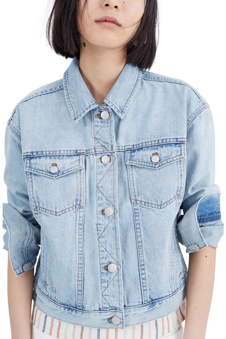 The Boxy Crop Jean Jacket, Main, color, FITZGERALD WASH