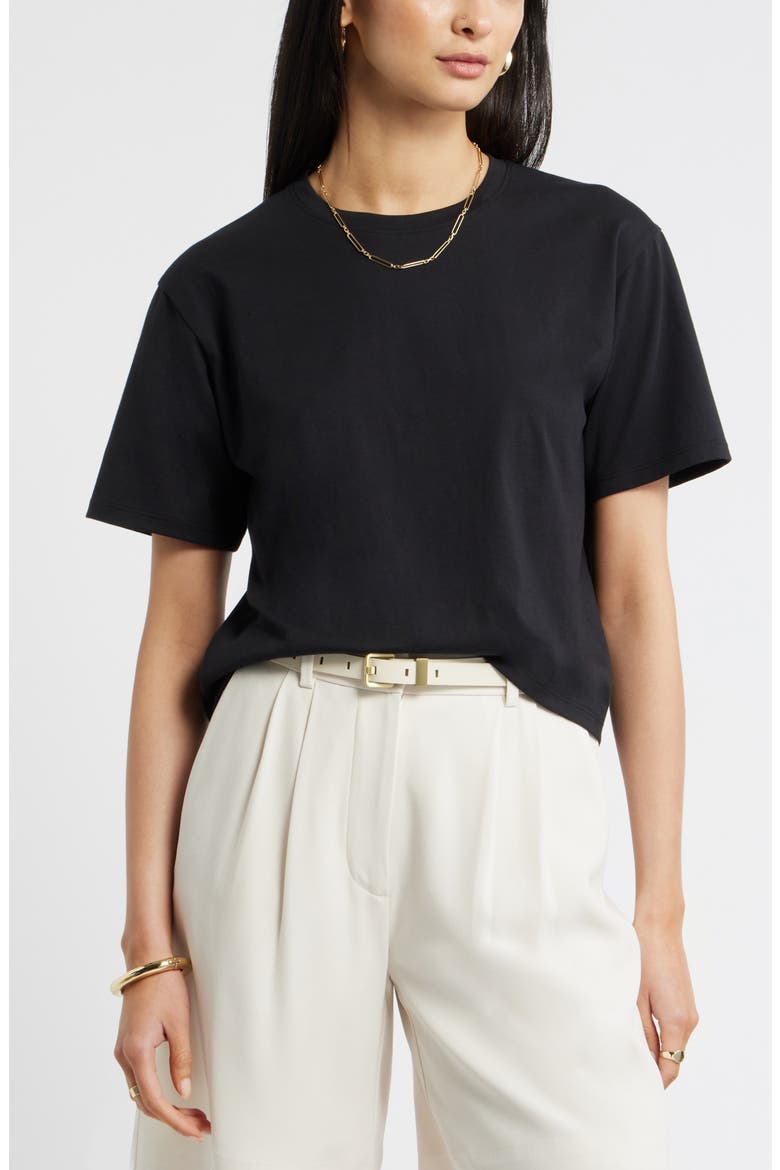 Relaxed Fit Pima Cotton Crewneck T-Shirt, Main, color, BLACK