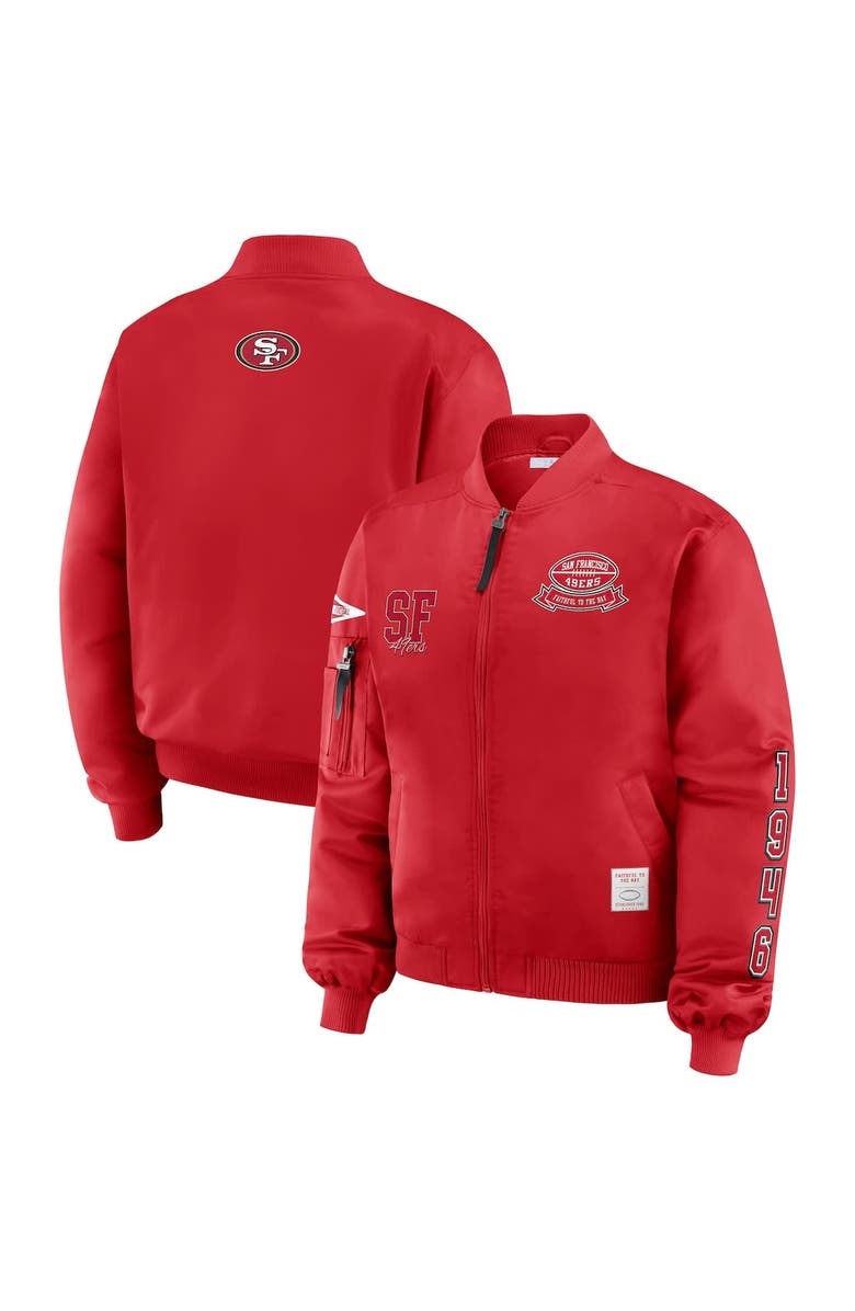 WEAR by Erin Andrews Women's WEAR by Erin Andrews Scarlet San Francisco 49ers Patch Full-Zip Bomber Jacket, Alternate, color, Scarlet