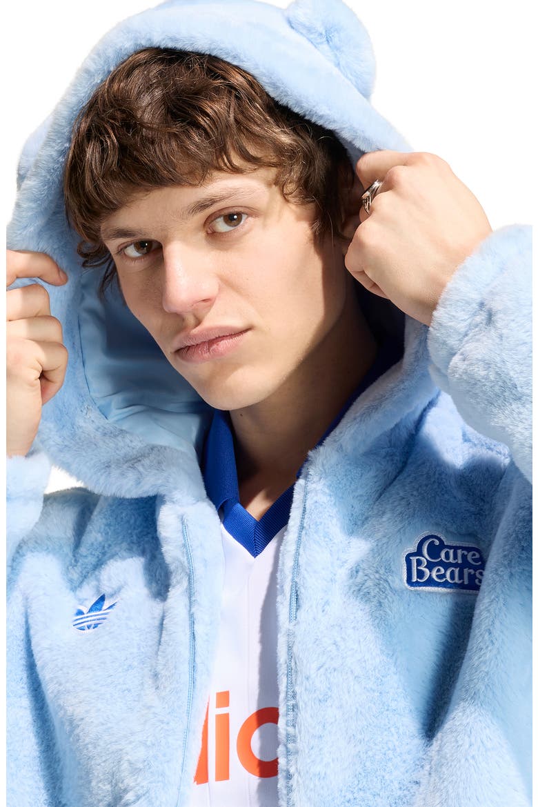 Care Bears Full Zip Faux Fur Hoodie, Alternate, color, CLEAR SKY