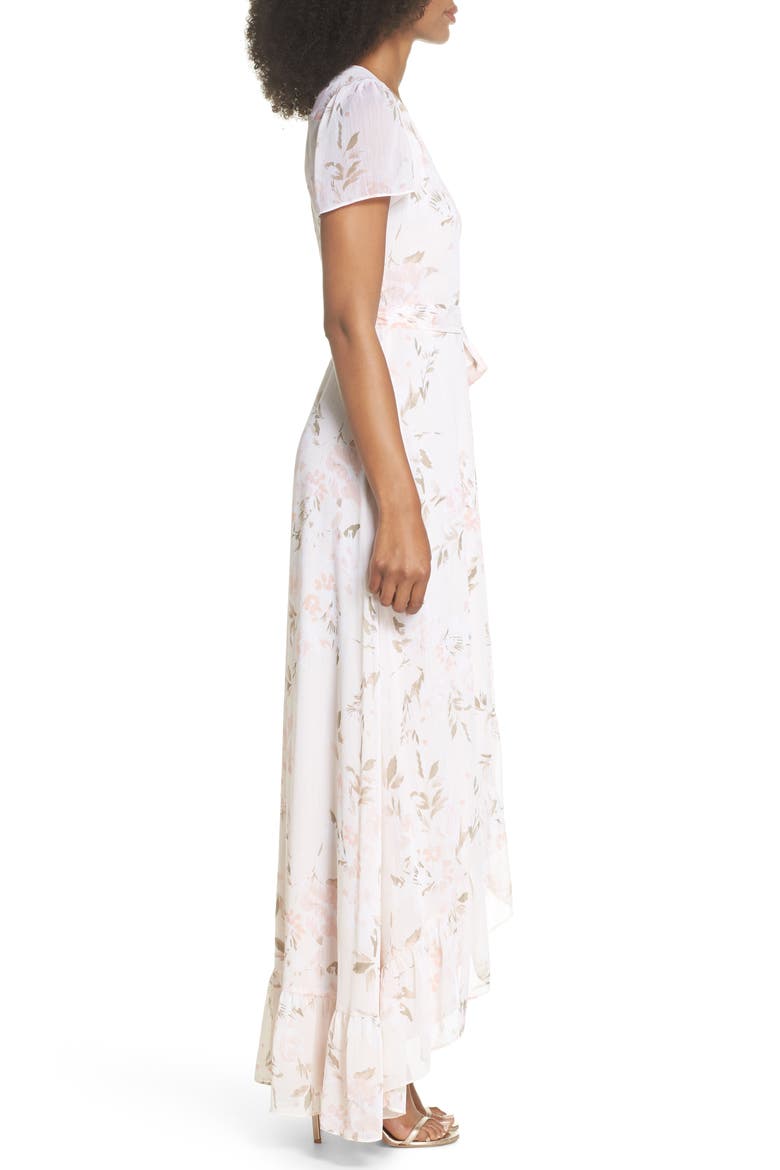 The Natasha Floral Wrap Maxi Dress, Alternate, color, BLUSH BOUQUET PRINT