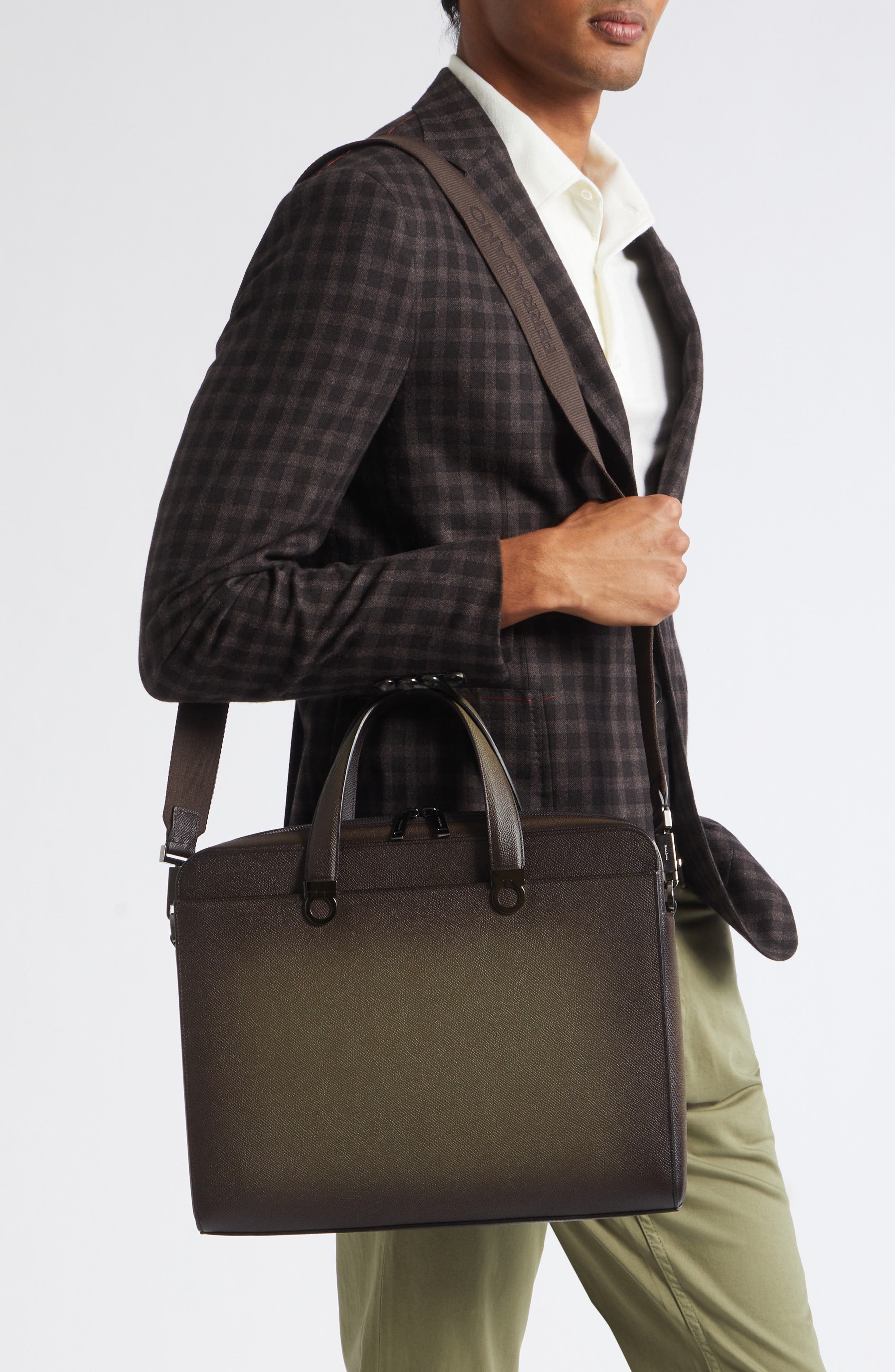 Trading Leather Briefcase, Alternate, color, SPRUZZATURA TESTA DI MORO