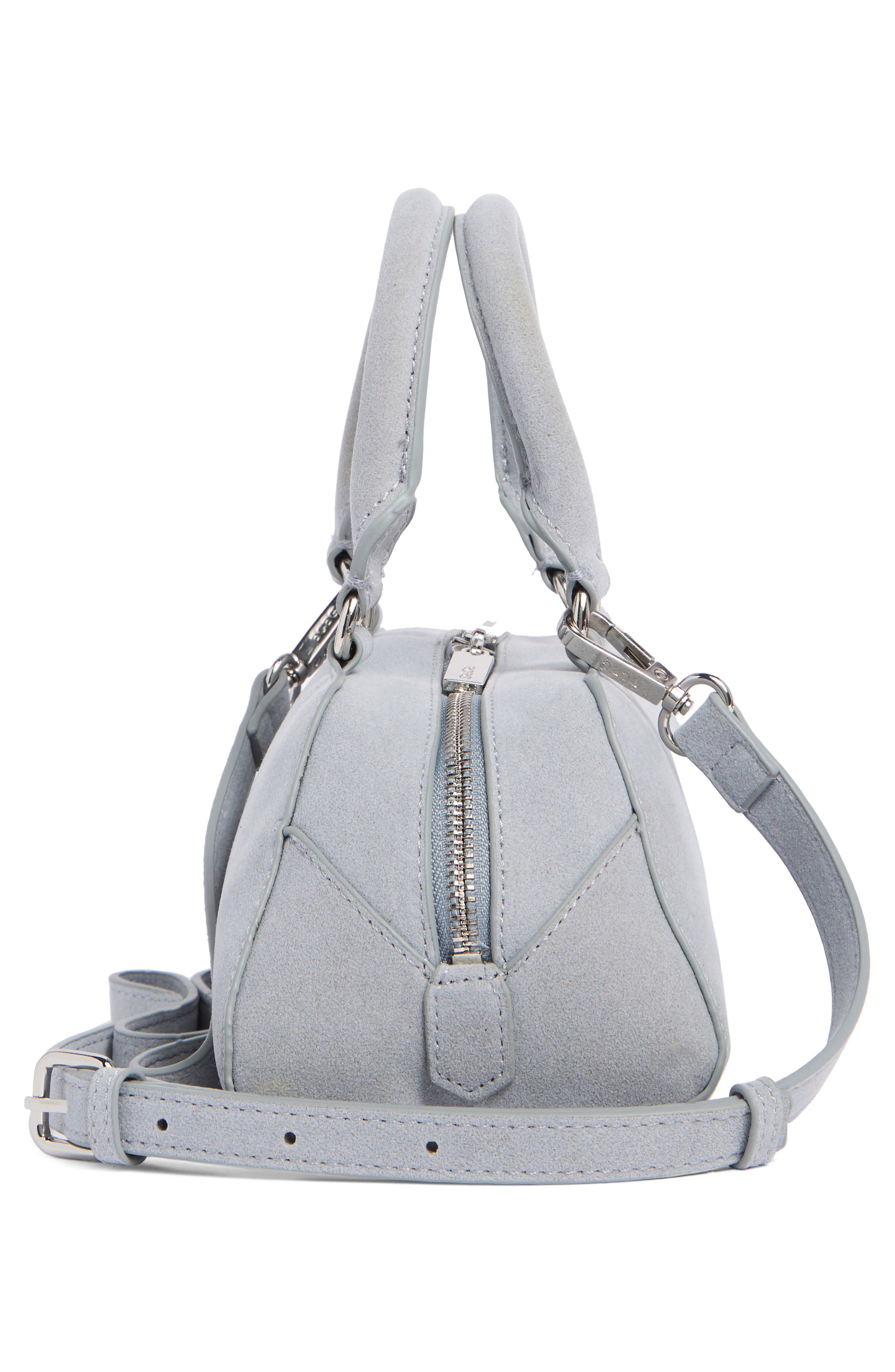 BCBG Faux Suede Barrel Shoulder Bag, Alternate, color, Sky Blue