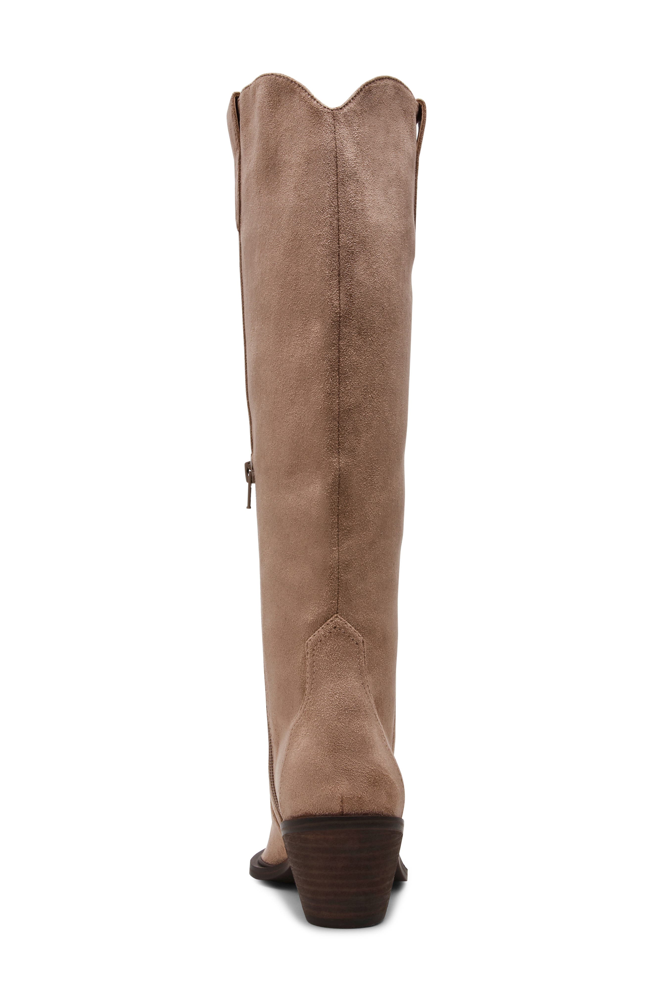 Greva Knee High Western Boot, Alternate, color, STONE SUEDE