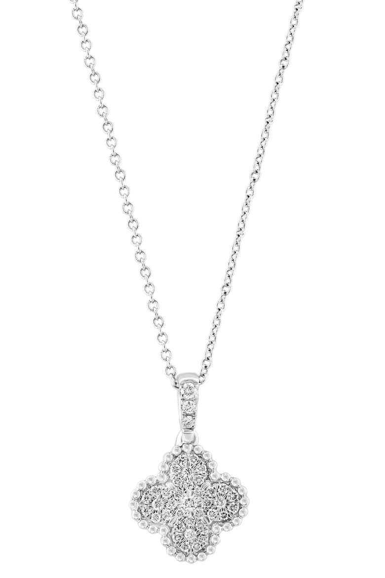 Sterling Silver Diamond Quatrefoil Pendant Necklace - 0.47ct., Main, color, SILVER