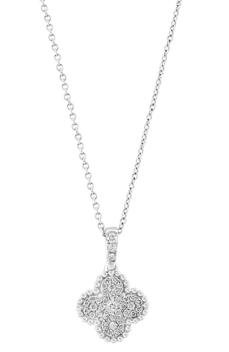 EFFY Sterling Silver Diamond Quatrefoil Pendant Necklace - 0.47ct., Main, color,