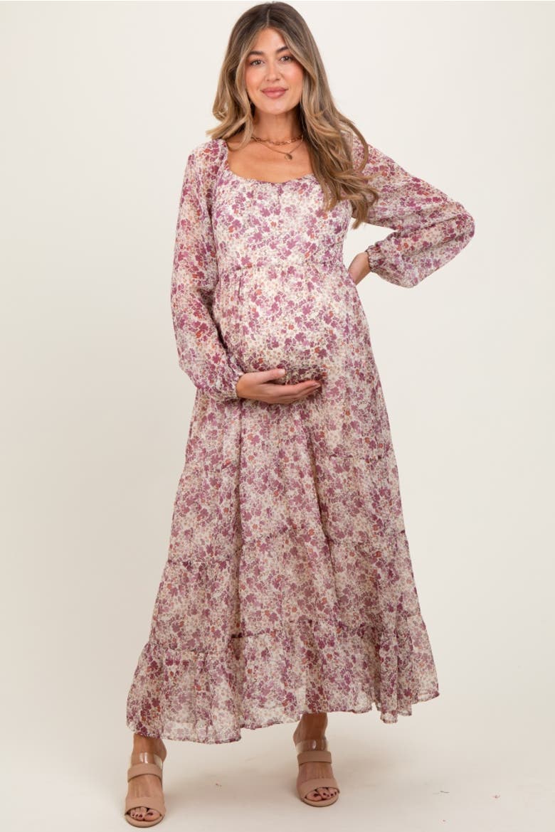 Floral Floral Chiffon Maxi Dress, Main, color, Mauve