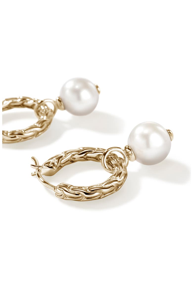 JH Essentials Pearl Hoop Earrings, Sterling Silver, 16mm, Alternate, color, 14K GOLD/ PEARL