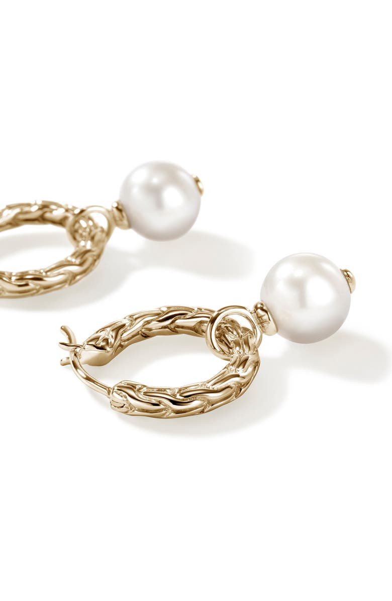John Hardy JH Essentials Pearl Hoop Earrings, Sterling Silver, 16mm, Alternate, color, 14K Gold/ Pearl