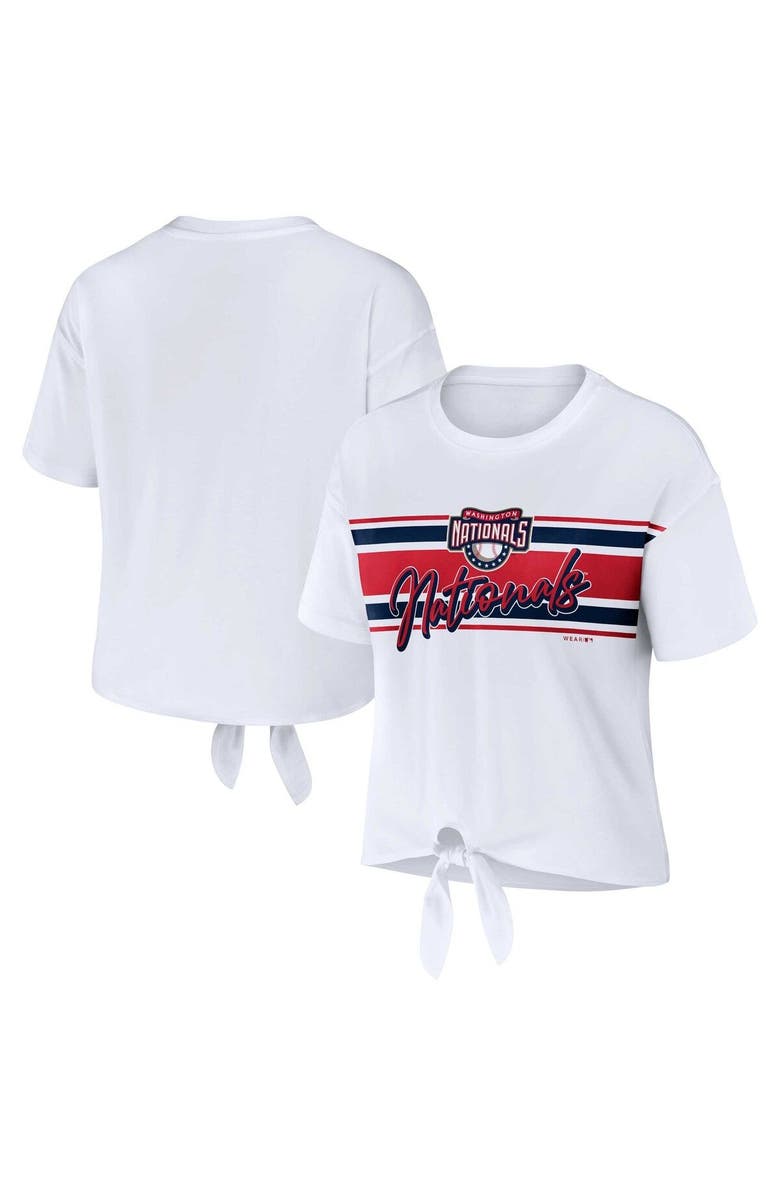 WEAR by Erin Andrews Women's WEAR by Erin Andrews White Washington Nationals Front Tie T-Shirt, Main, color, 