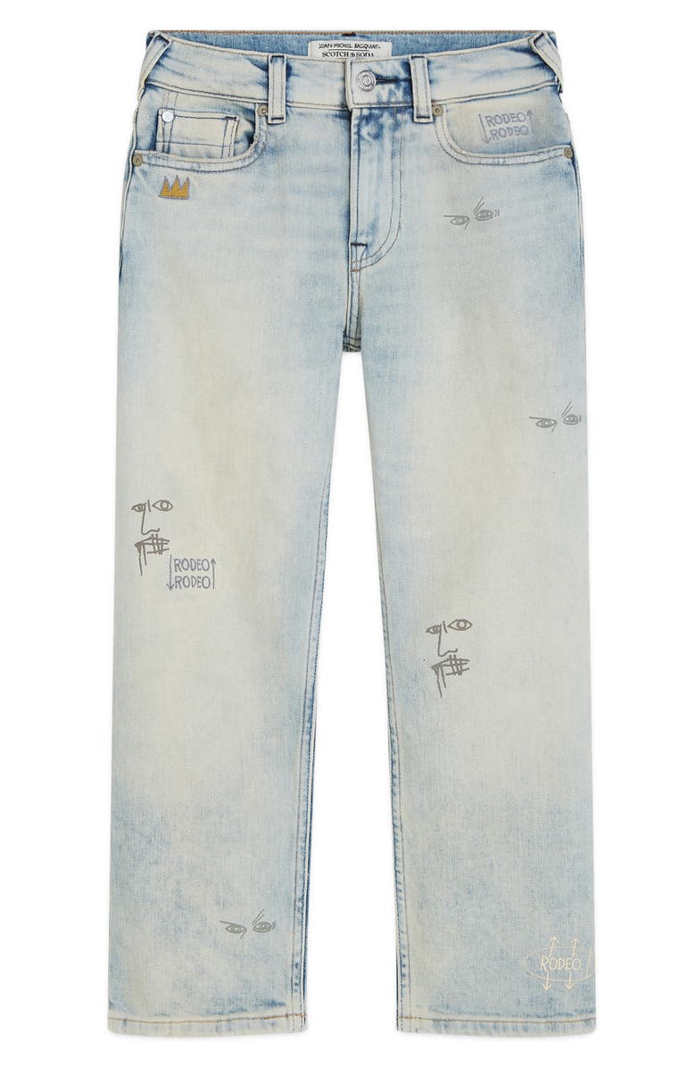 Scotch & Soda Kids' x Basquiat The Pitch Loose Jeans, Main, color, Texas Blue
