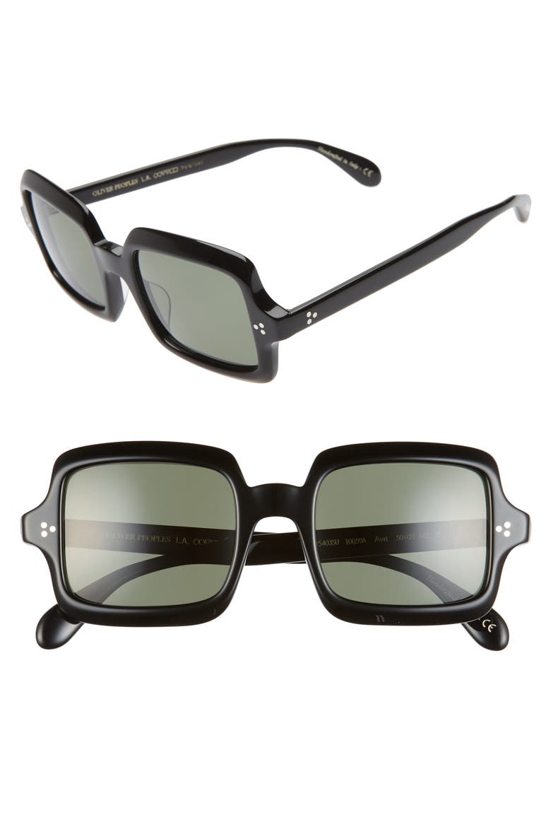 Avri 50mm Square Sunglasses, Main, color, BLACK/ G15