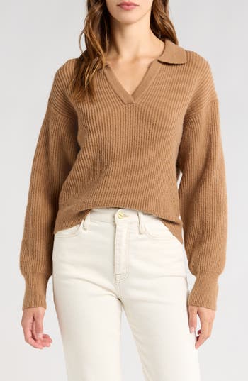 Wayf Sloan Rib Sweater In Camel