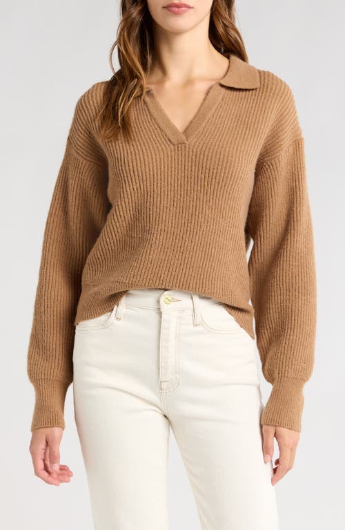 WAYF Sloan Rib Sweater in Camel 