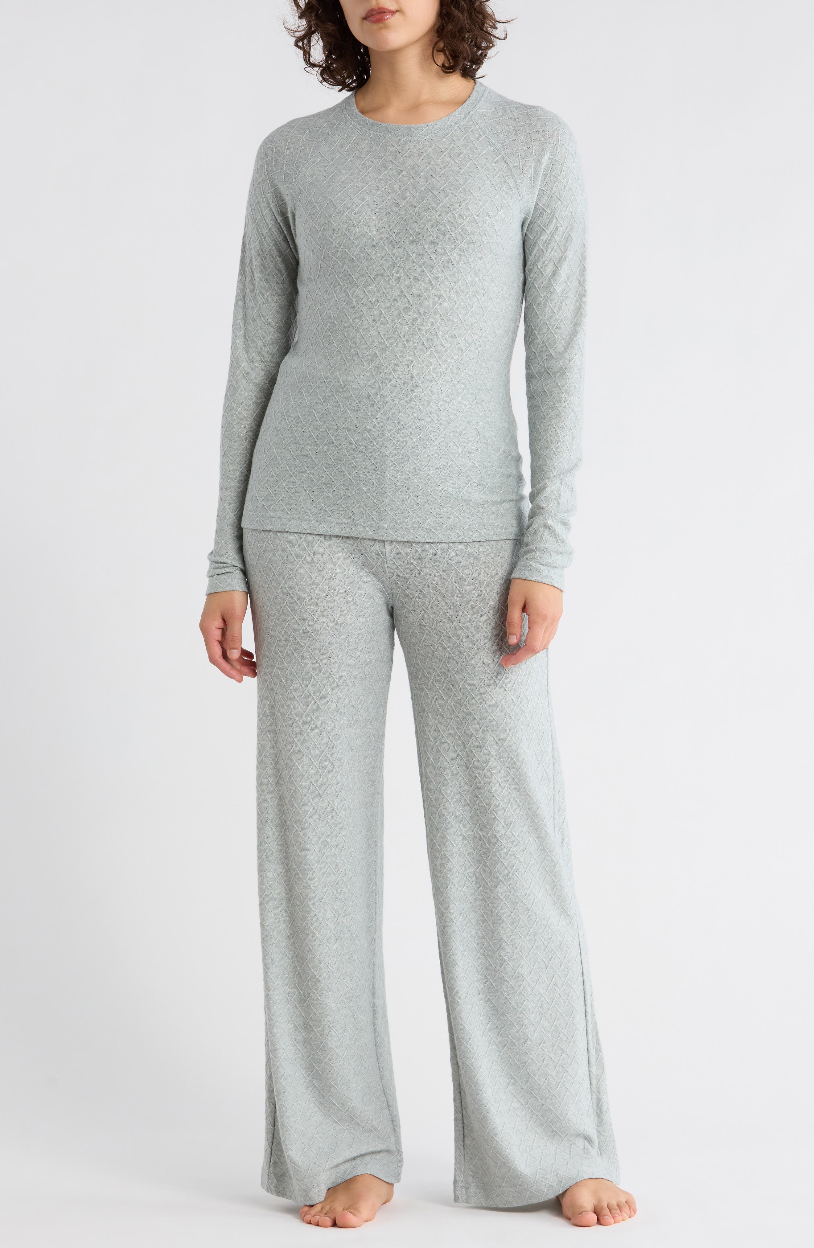 YOGALICIOUS Long Sleeve Top & Wide Leg Pants Pajamas