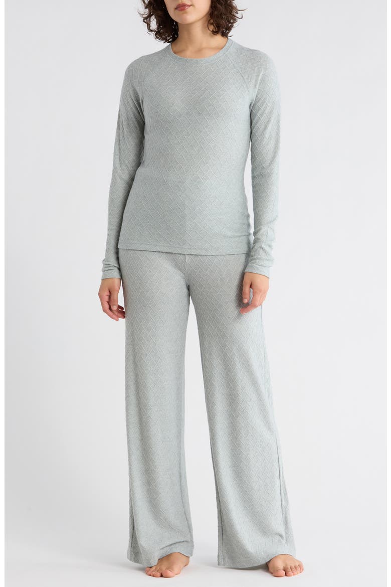 Long Sleeve Top & Wide Leg Pants Pajamas, Main, color, MORNING FOG