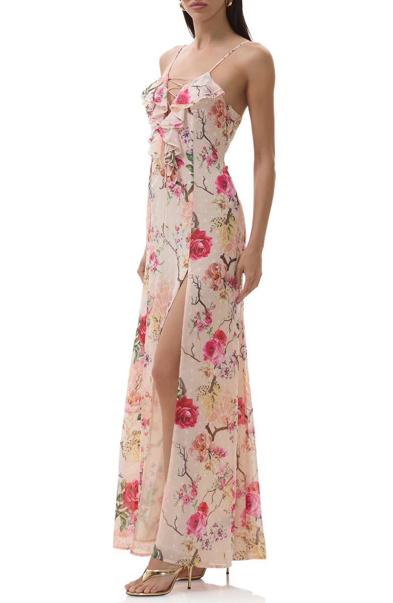 AFRM Lovette Floral Chiffon Gown, Alternate, color, Sand Summer Rose