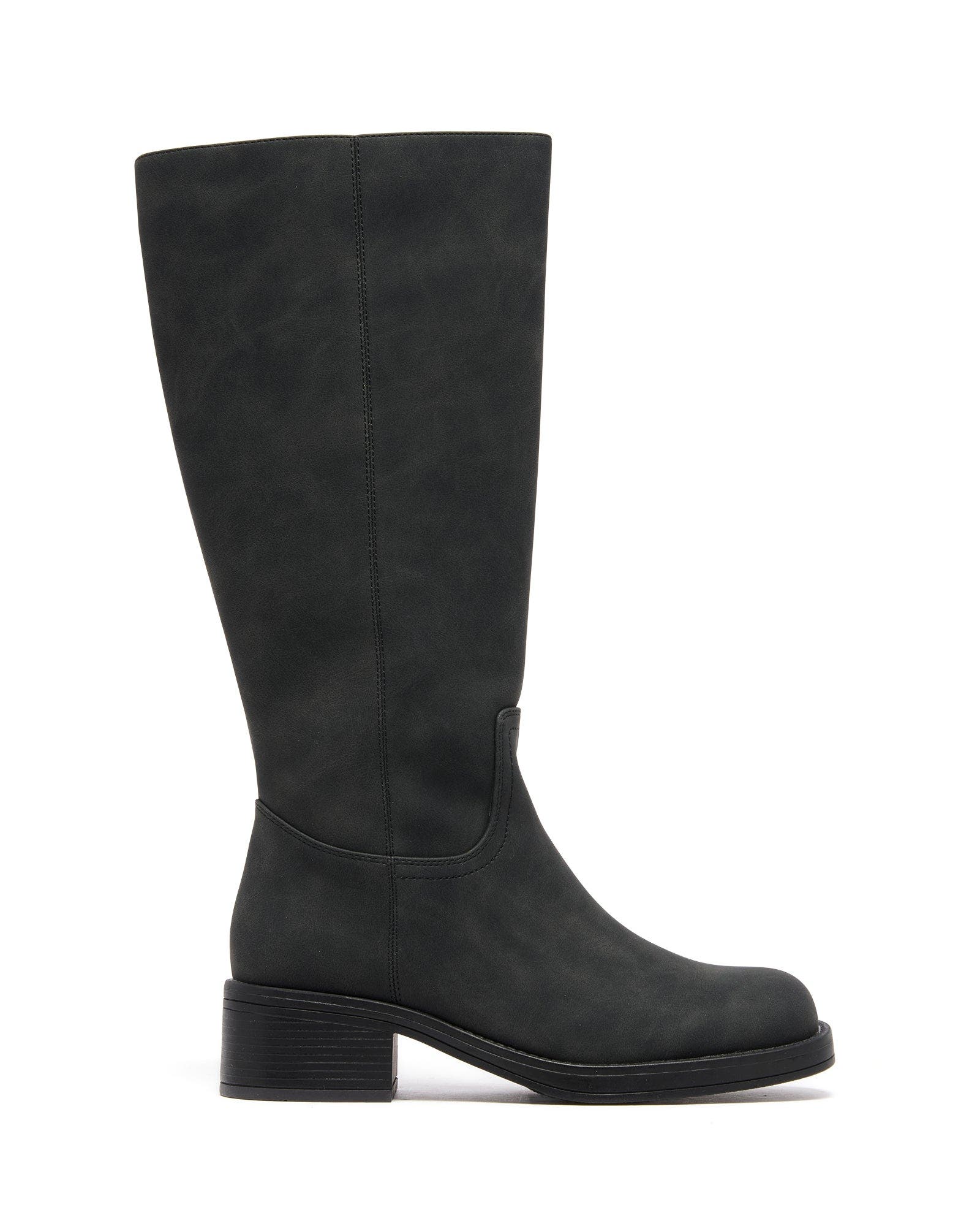 Fever Square Toe Tall Boot, Alternate, color, BLACK WAXY TUMBLED PU