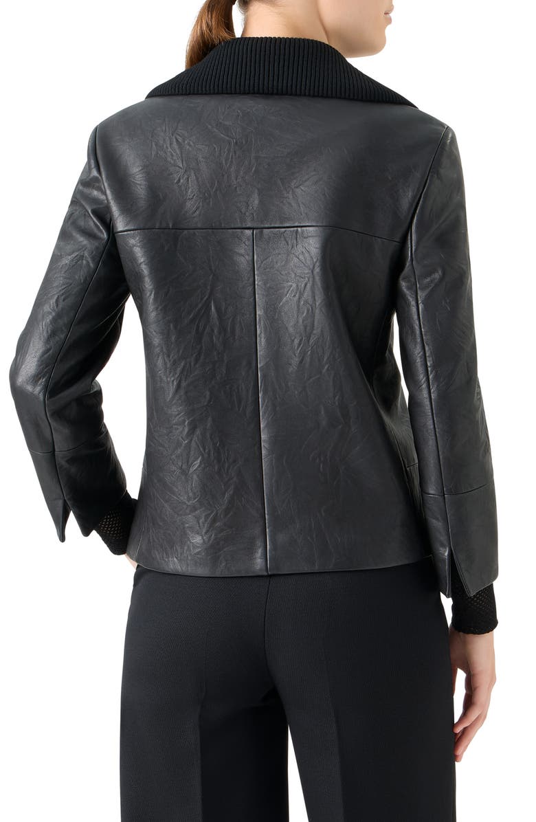 Akris punto Embossed Leather Jacket, Alternate, color, Black