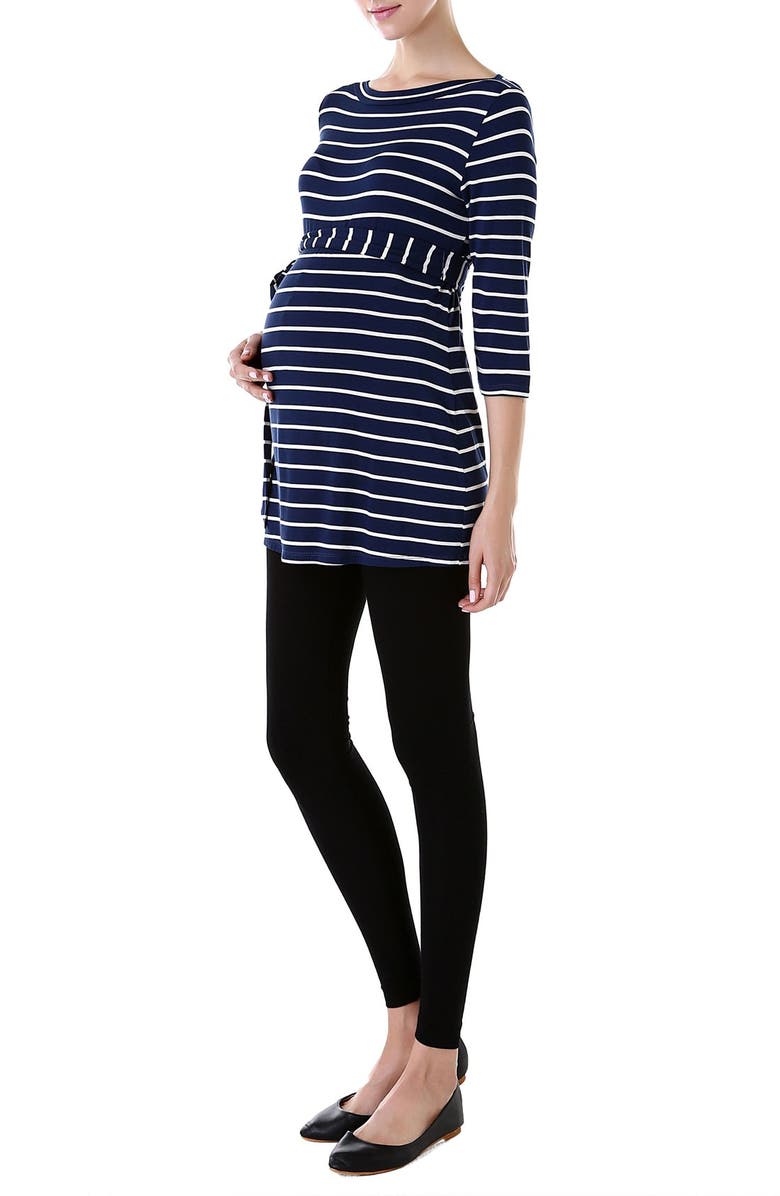 Kimi and Kai 'Whitney' Stripe Belted Maternity Top, Alternate, color, 