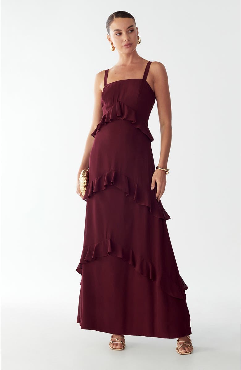 BWLDR Cheri Maxi Dress, Main, color, Plum
