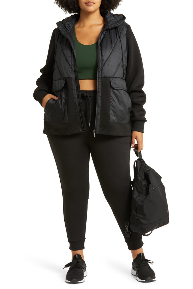 Hybrid Puffer Jacket, Alternate, color, BLACK