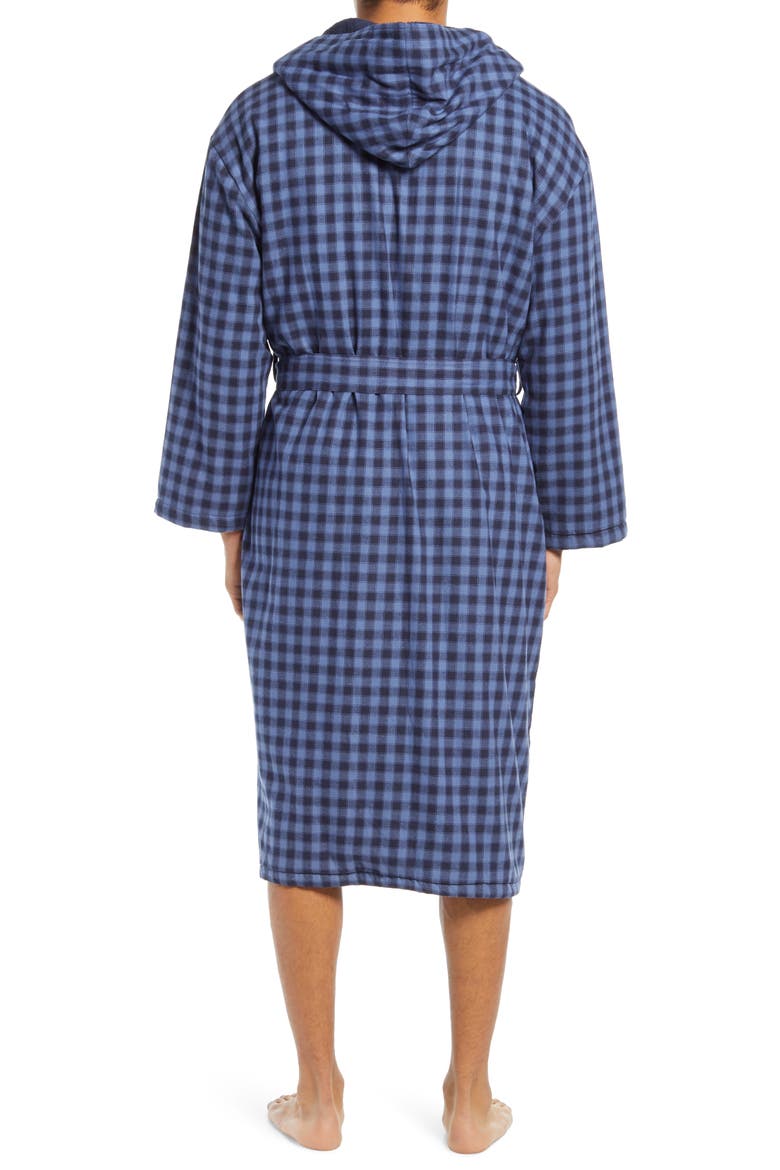 Plush Flannel Hooded Robe, Alternate, color, CHAMBRAY PLAID
