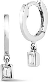 Dana Rebecca Designs Designs Sadie Pearl Diamond Drop Huggie Hoop Earrings