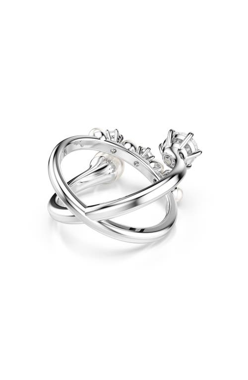 Swarovski Cubic Zirconia & Glass Pearl Matrix Ring