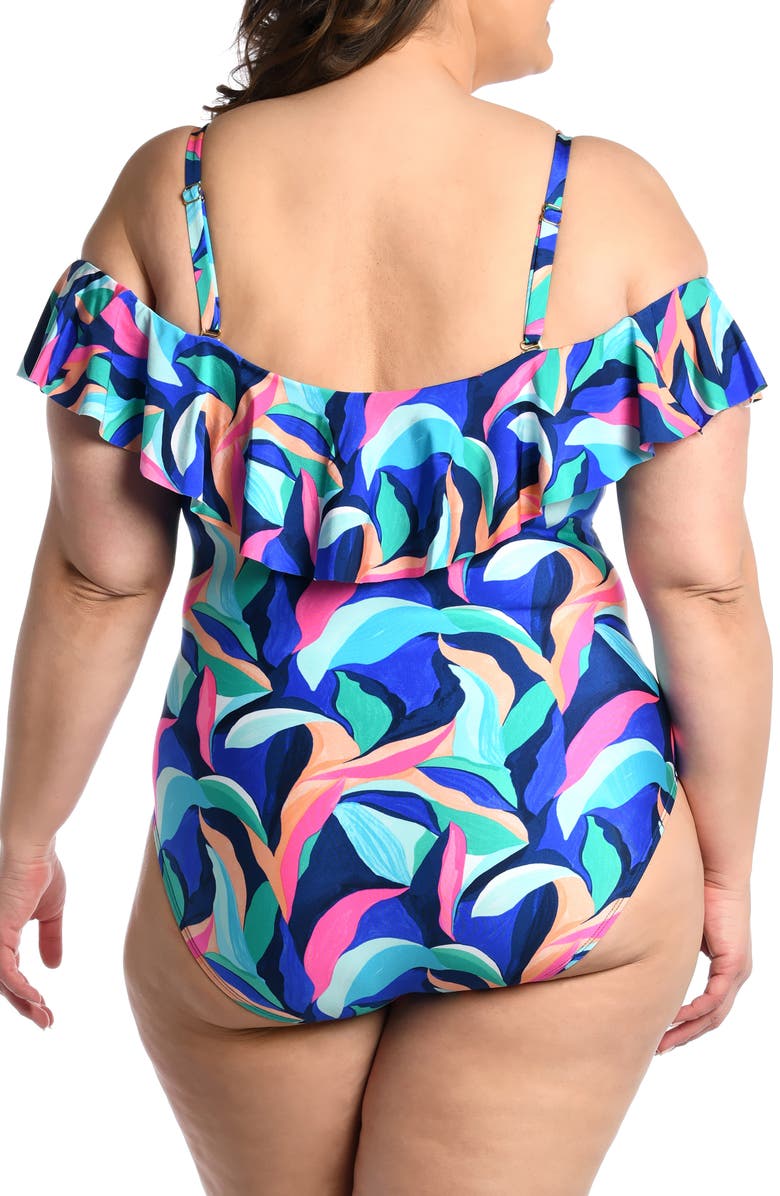 La Blanca Painted Cold Shoulder One-Piece Swimsuit, Alternate, color, 