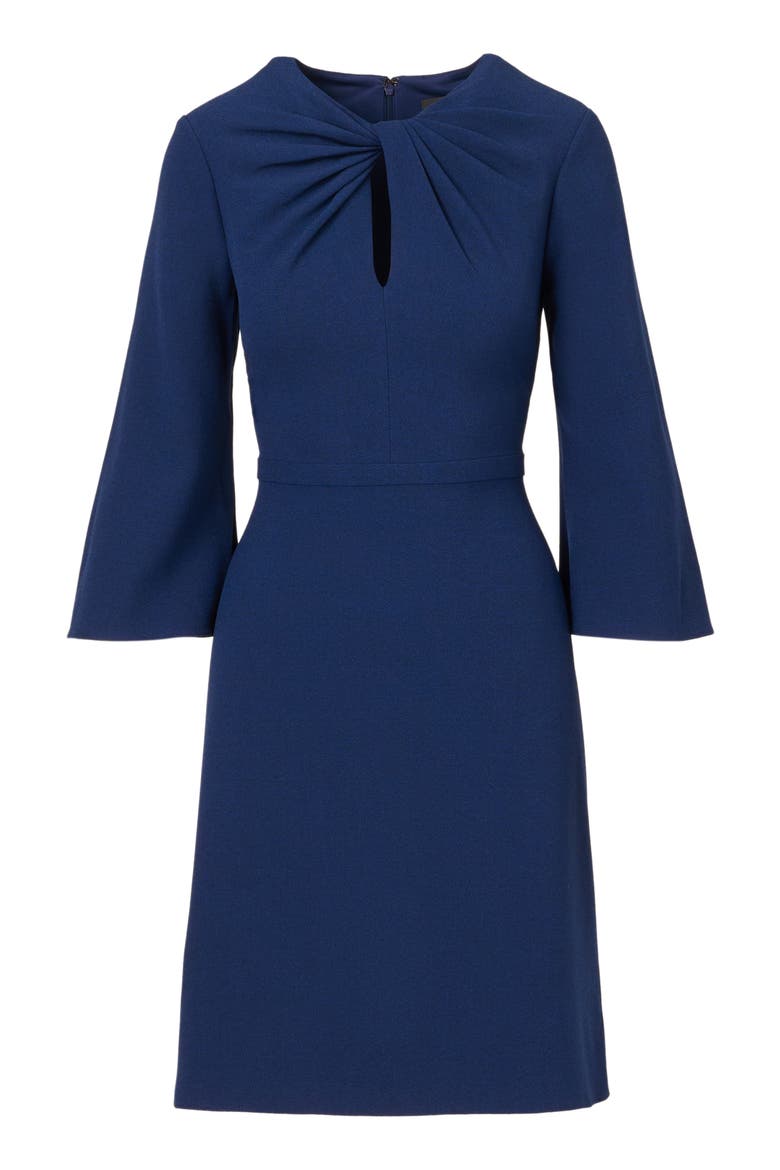 Twist Neck Crepe Dress, Alternate, color, NAVY SATEEN