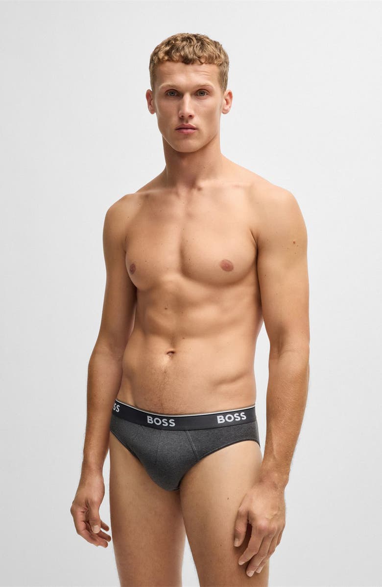 BOSS Assorted 3-Pack Power Stretch Cotton Briefs, Alternate, color, Open Grey
