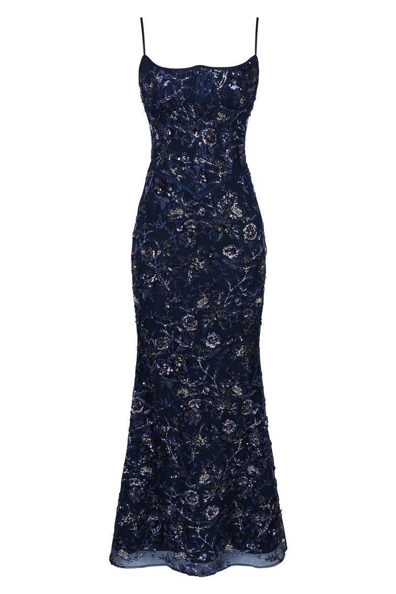Naima Hand Beaded Gown, Alternate, color, NAVY