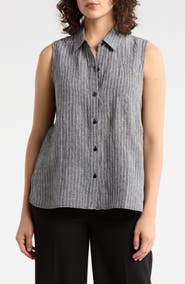 Eileen Fisher Classic Collared Organic Linen Shirt
