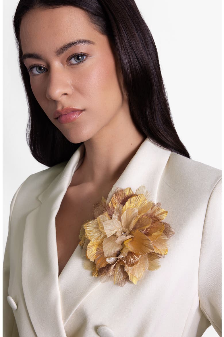 The Golden Poinsettia Floral Brooch, Alternate, color, Gold